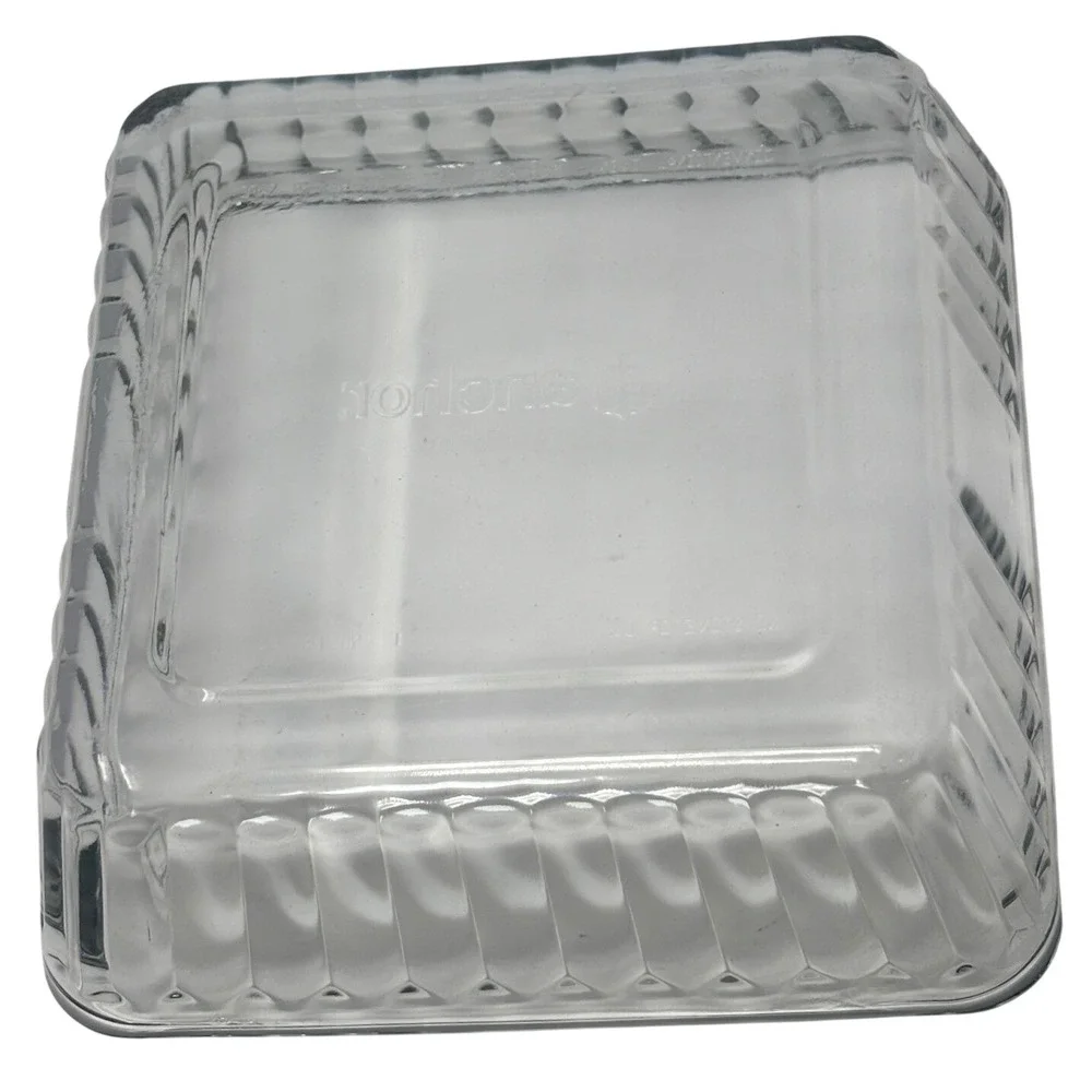 Anchor Hocking Square Glass Baking Dish Ribbed Fluted Clear Bakeware Pan 6.5X6X2
